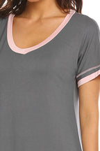 Contrast Trim Short Sleeve Lounge Dress - Sleepwear by Trendsi | Available at Handbags Specialist Headquarter
