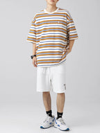 Men's Plus Size Basic style Round Neck Striped T-Shirt - Men's T-Shirt by Trendsi | Available at Handbags Specialist Headquarter