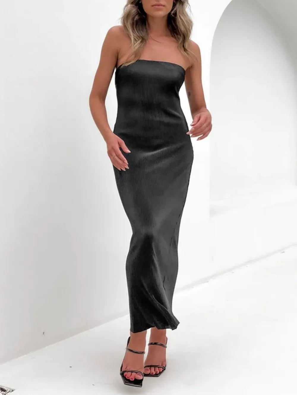 Lace-Up Back Tube Maxi Dress - Maxi Dress by Trendsi | Available at Handbags Specialist Headquarter