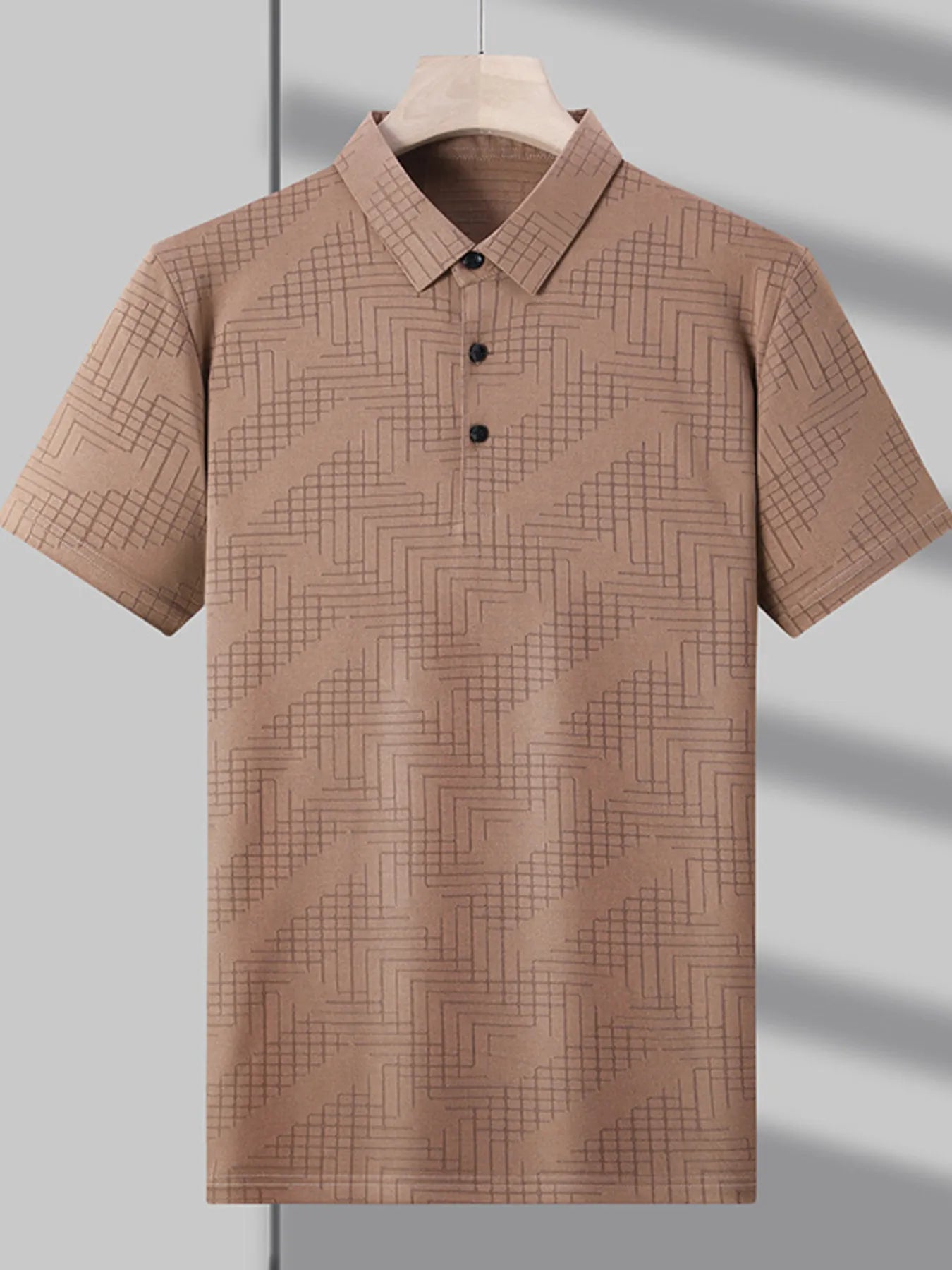 Men's Plus Size Textured Short Sleeve Polo Shirt - Men's Polo shirt by Trendsi | Available at Handbags Specialist Headquarter
