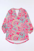 Plus Size Printed Notched Long Sleeve Blouse - Plus Size Shirts by Trendsi | Available at Handbags Specialist Headquarter