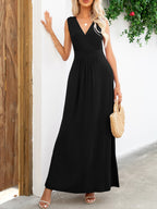 Surplice Neck Sleeveless Maxi Dress - Maxi Dress by Trendsi | Available at Handbags Specialist Headquarter