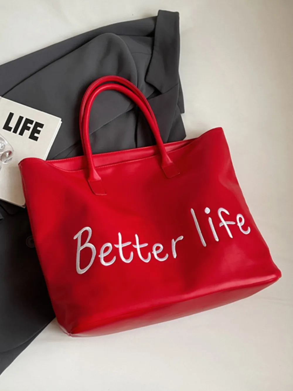 BETTER LIFE PU Leather Tote Bag - Tote Bag by Trendsi | Available at Handbags Specialist Headquarter