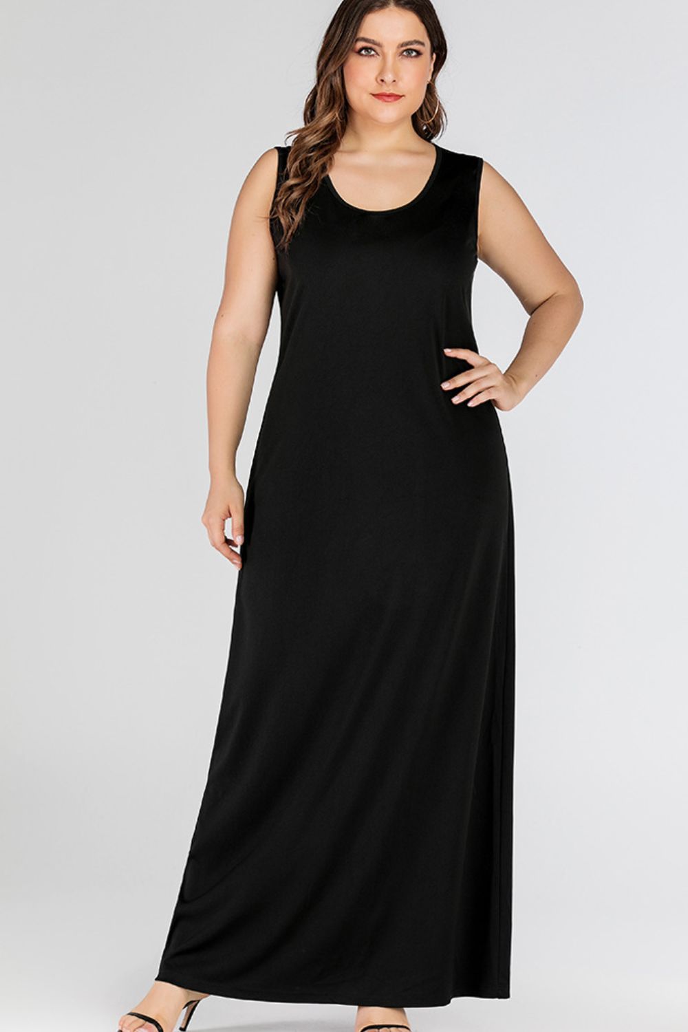 Plus Size Scoop Neck Maxi Tank Dress - Dresses by Trendsi | Available at Handbags Specialist Headquarter