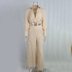 Crisscross Chic: Plus Size Pant Set with Pockets