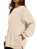 Oversized Long Sleeve Crewneck Sweatshirt - Tops by Trendsi | Available at Handbags Specialist Headquarter