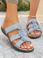 Flower Multi-Strap Flat Sandals - Women Sandals by Trendsi | Available at Handbags Specialist Headquarter