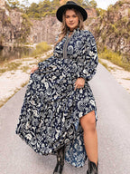Plus Size Long Sleeve Maxi Dress - Dresses by Trendsi | Available at Handbags Specialist Headquarter