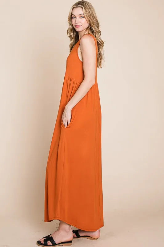 BOMBOM Sleeveless Maxi Dress with Pockets - Maxi Dress by Trendsi | Available at Handbags Specialist Headquarter