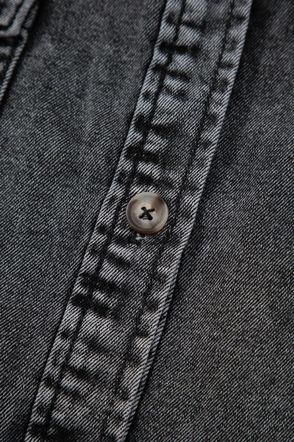 Short Sleeve Flap Pocket Button Up Raw Hem Denim Shirt - Women / Jeans & Denim by Trendsi | Available at Handbags Specialist Headquarter