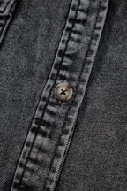 Short Sleeve Flap Pocket Button Up Raw Hem Denim Shirt - Women / Jeans & Denim by Trendsi | Available at Handbags Specialist Headquarter