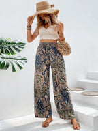 Printed Wide Leg Pants - Women Pants by Trendsi | Available at Handbags Specialist Headquarter