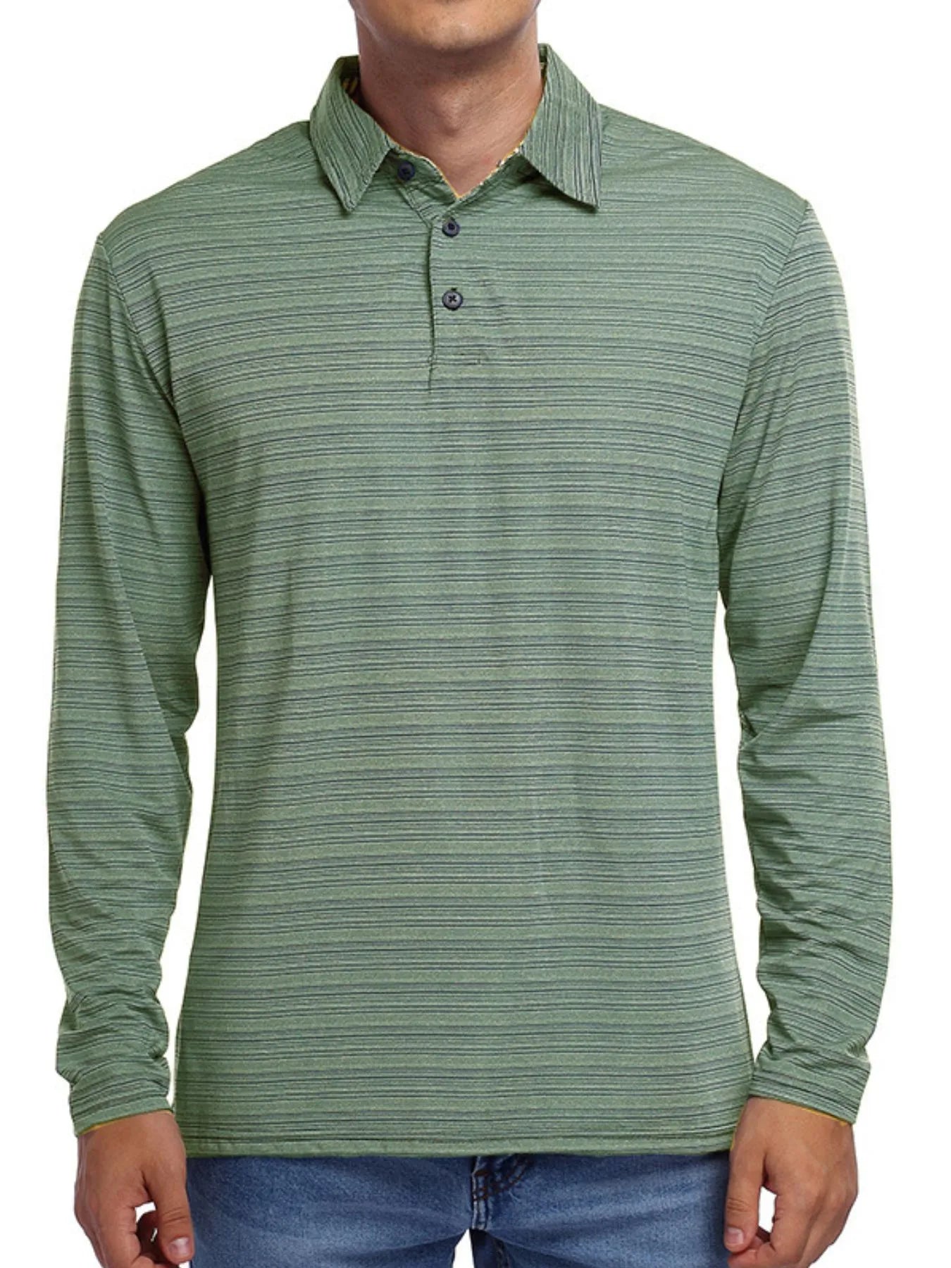 Men's Striped Long Sleeve Polo Shirt - Men's Polo shirt by Trendsi | Available at Handbags Specialist Headquarter
