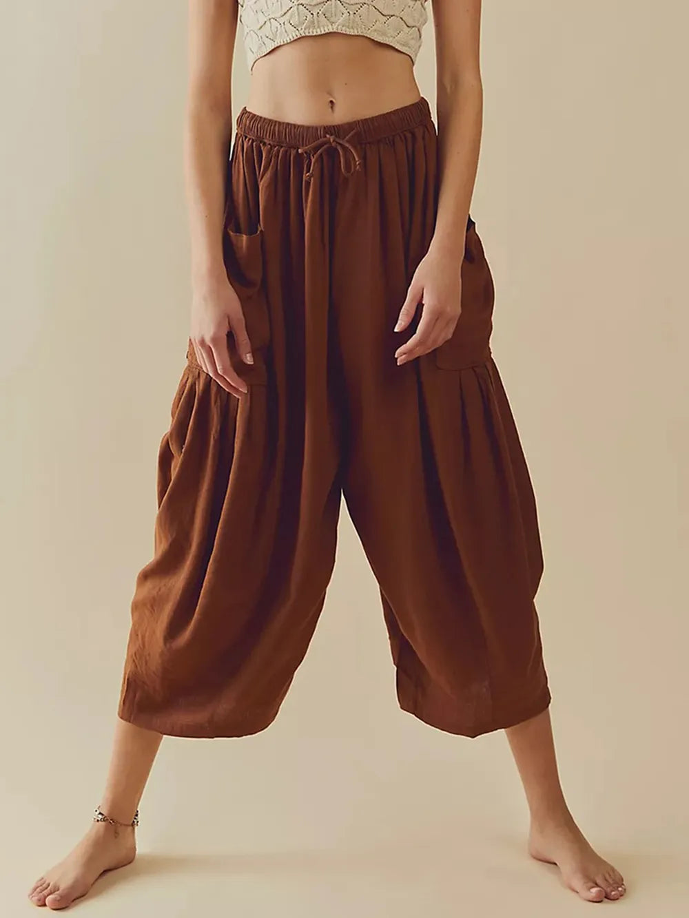 Full Size Wide Leg Pants with Pockets - Women Pants by Trendsi | Available at Handbags Specialist Headquarter