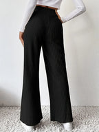 Ribbed High Waist Pants - Women Pants by Trendsi | Available at Handbags Specialist Headquarter