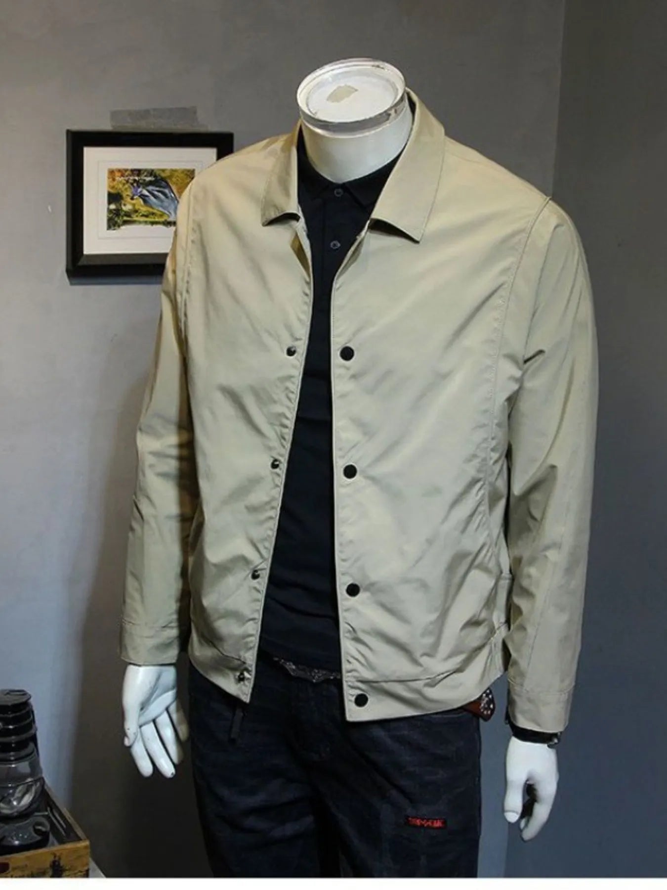 Men's Plus Size Snap Down Long Sleeve Jacket - Men's jackets by Trendsi | Available at Handbags Specialist Headquarter