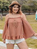 Plus Size Frill Square Neck Long Sleeve Blouse - Plus Size Shirts by Trendsi | Available at Handbags Specialist Headquarter