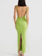 Backless Slit Sleeveless Bodycon Maxi Dress - Maxi Dress by Trendsi | Available at Handbags Specialist Headquarter