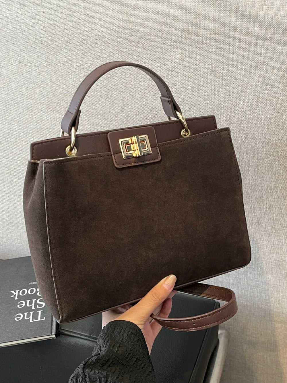 Solid Color Handbag with Removable Strap - handbags by Trendsi | Available at Handbags Specialist Headquarter