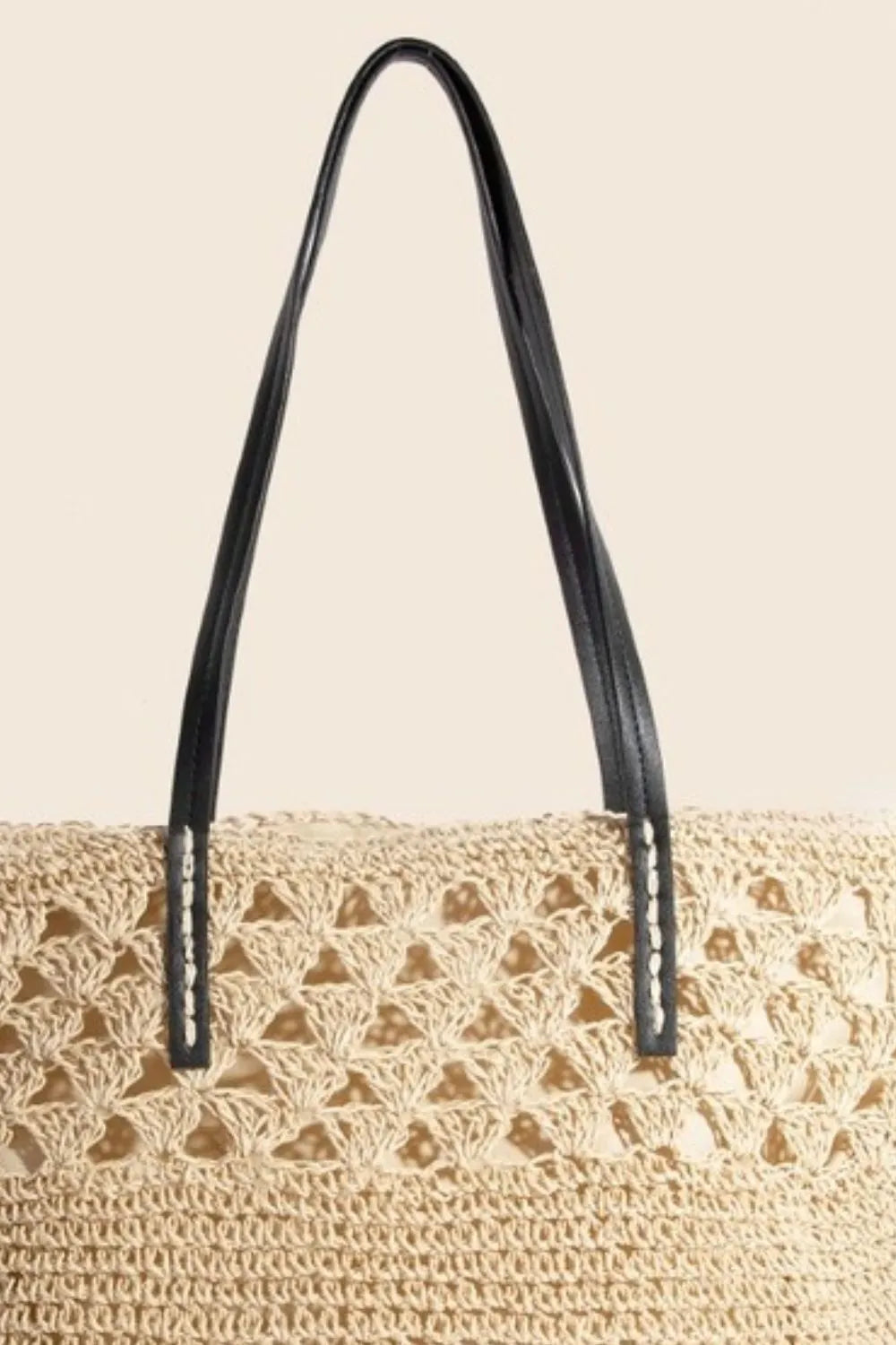 Fame Faux Leather Handle Knitted Tote Bag - Tote Bag by Trendsi | Available at Handbags Specialist Headquarter