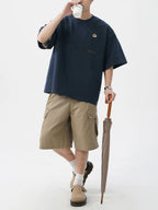 Men's Plus Size Round Neck Embroidered T-Shirt - Men's T-Shirt by Trendsi | Available at Handbags Specialist Headquarter