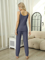 Fuzzy V-Neck Cami and Pants Lounge Set - Sleepwear by Trendsi | Available at Handbags Specialist Headquarter