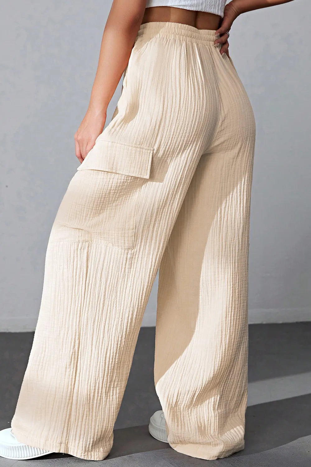 Drawstring Pocketed Wide Leg Pants - Women Pants by Trendsi | Available at Handbags Specialist Headquarter