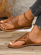 Cutout Toe Post Flats Sandals - Women Sandals by Trendsi | Available at Handbags Specialist Headquarter