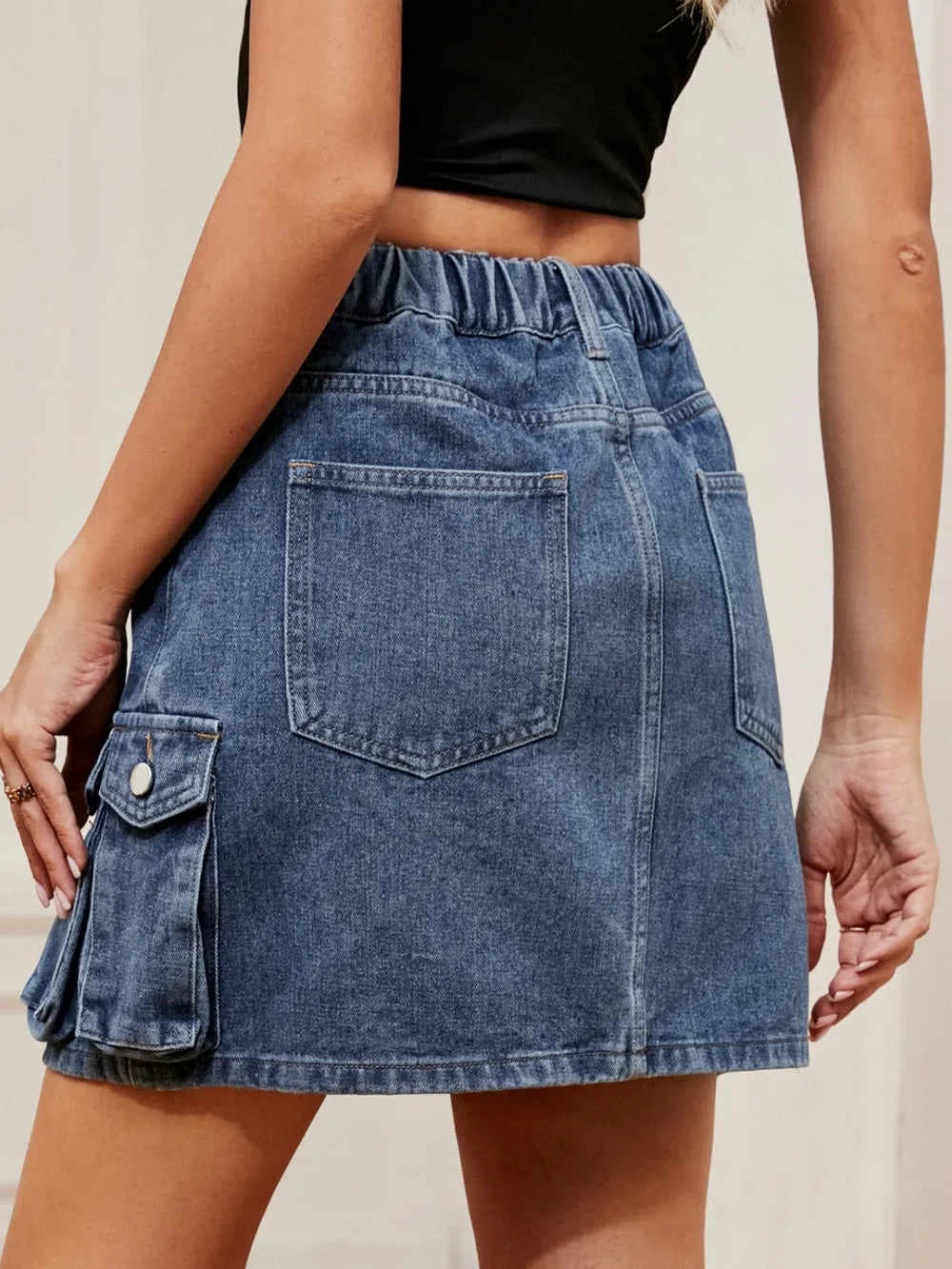 High Waist Denim Skirt - Skirts by Trendsi | Available at Handbags Specialist Headquarter