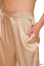 Zenana Wide-Leg Satin Pants - Women Pants by Trendsi | Available at Handbags Specialist Headquarter