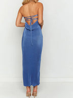 Lace-Up Back Tube Maxi Dress - Maxi Dress by Trendsi | Available at Handbags Specialist Headquarter