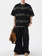 Men's Plus Size Basic style Round Neck Striped T-Shirt - Men's T-Shirt by Trendsi | Available at Handbags Specialist Headquarter