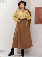 Plus Size Embroidered Pocketed High Waist Skirt -  by Trendsi | Available at Handbags Specialist Headquarter