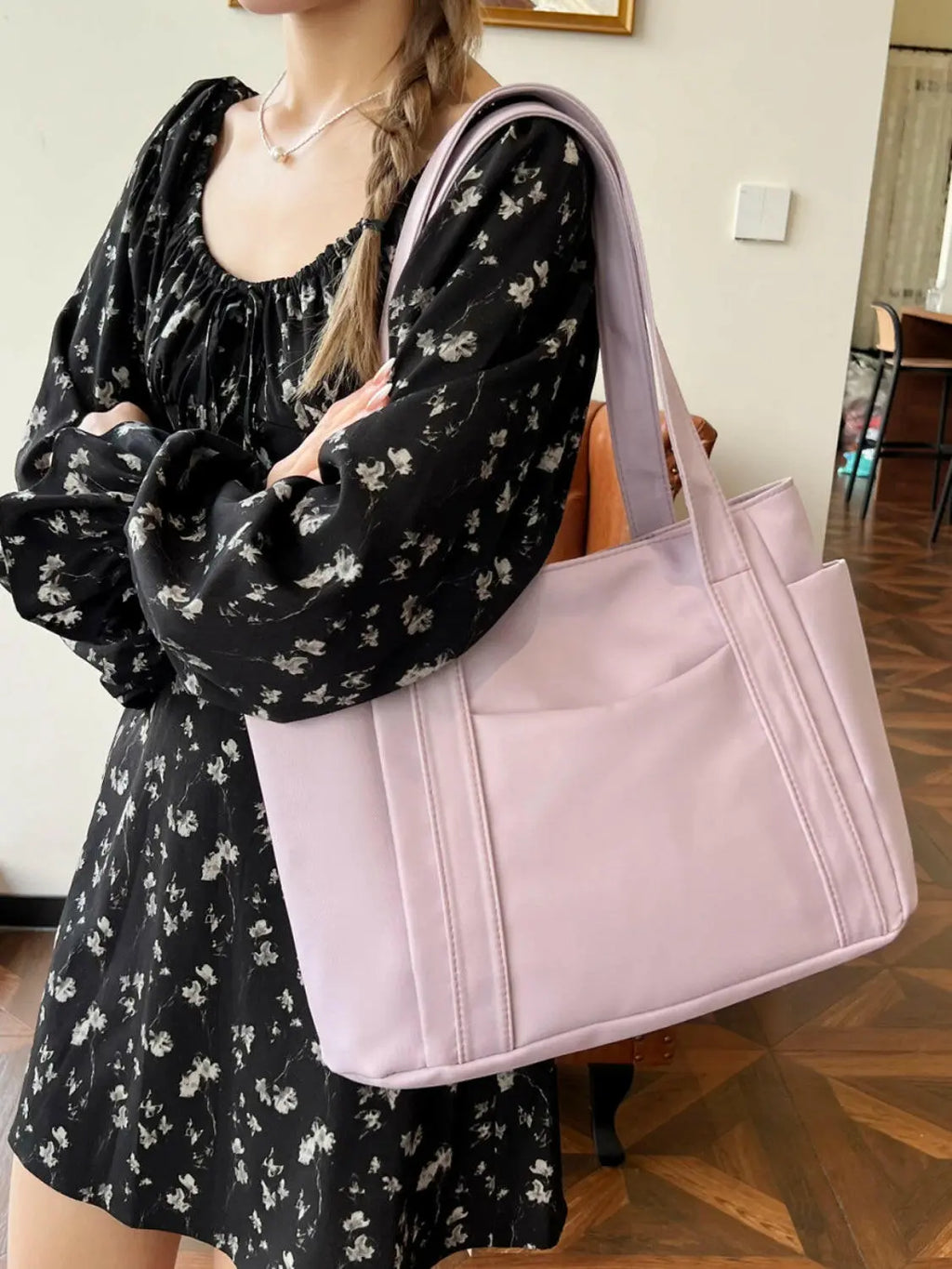 Oxford Cloth Tote Bag with Zipper - Tote Bag by Trendsi | Available at Handbags Specialist Headquarter