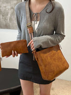 PU Leather Adjustable Strap Crossbody Bag with Pouch - Crossbody Bag by Trendsi | Available at Handbags Specialist Headquarter