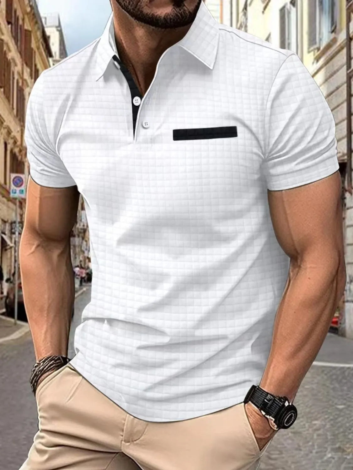 Men's Full Size Collared Neck Short Sleeve Polo Plus Size - Men's Shirts by Trendsi | Available at Handbags Specialist Headquarter