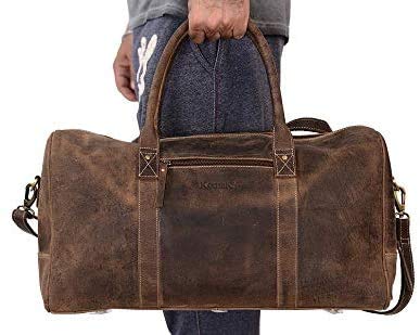 Leather Travel Duffle Bag Cabin Friendly Carry-On