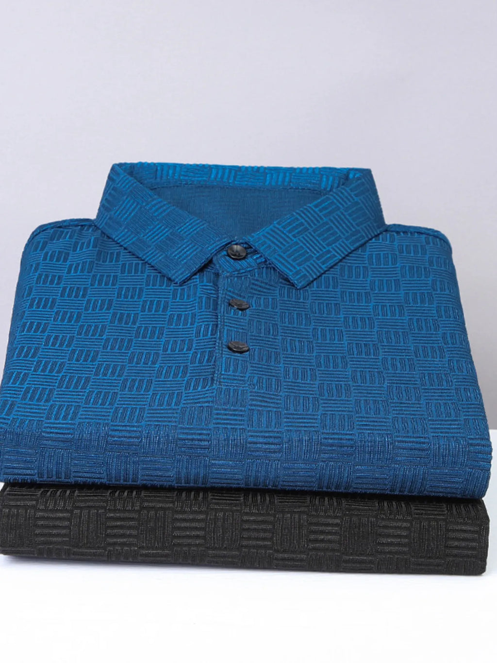 Men's Plus Size Classic Short Sleeve Textured Polo Shirt - Men's Polo shirt by Trendsi | Available at Handbags Specialist Headquarter