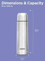 Milton Flip Lid Thermosteel 500ml - 24hr Hot & Cold - Water Bottles by Handbags Specialist Headquarter | Available at Handbags Specialist Headquarter