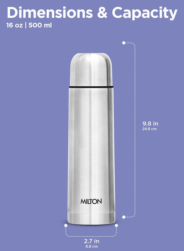 Milton Flip Lid Thermosteel 500ml - 24hr Hot & Cold - Water Bottles by Handbags Specialist Headquarter | Available at Handbags Specialist Headquarter