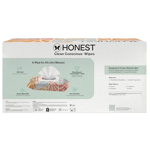 The Honest Company Hypoallergenic Multi-Use Baby Wipes for Sensitive Baby Skin, Pattern Play, 10 Count