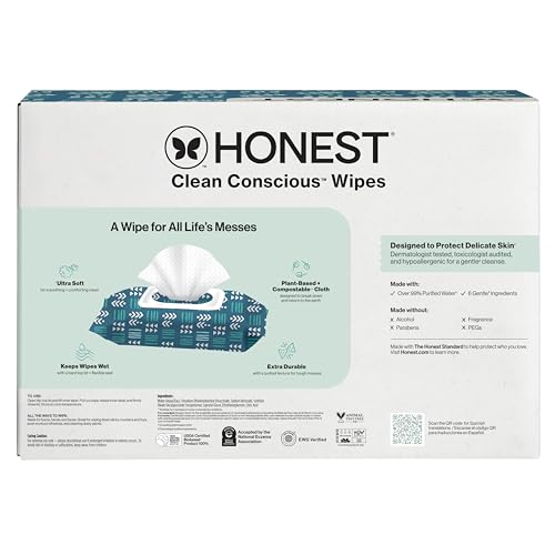 The Honest Company Hypoallergenic Multi-Use Baby Wipes for Sensitive Baby Skin, Pattern Play, 10 Count