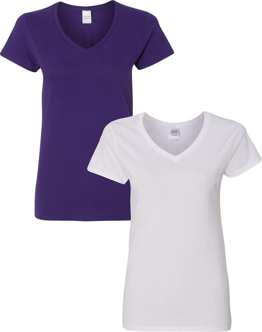 Gildan V-Neck Cotton Tee Duo for Women - Women's T Shirts by Handbags Specialist Headquarter | Available at Handbags Specialist Headquarter