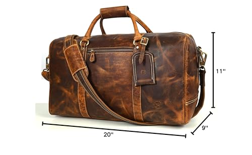 Leather Travel Duffel Bag for Men & Women
