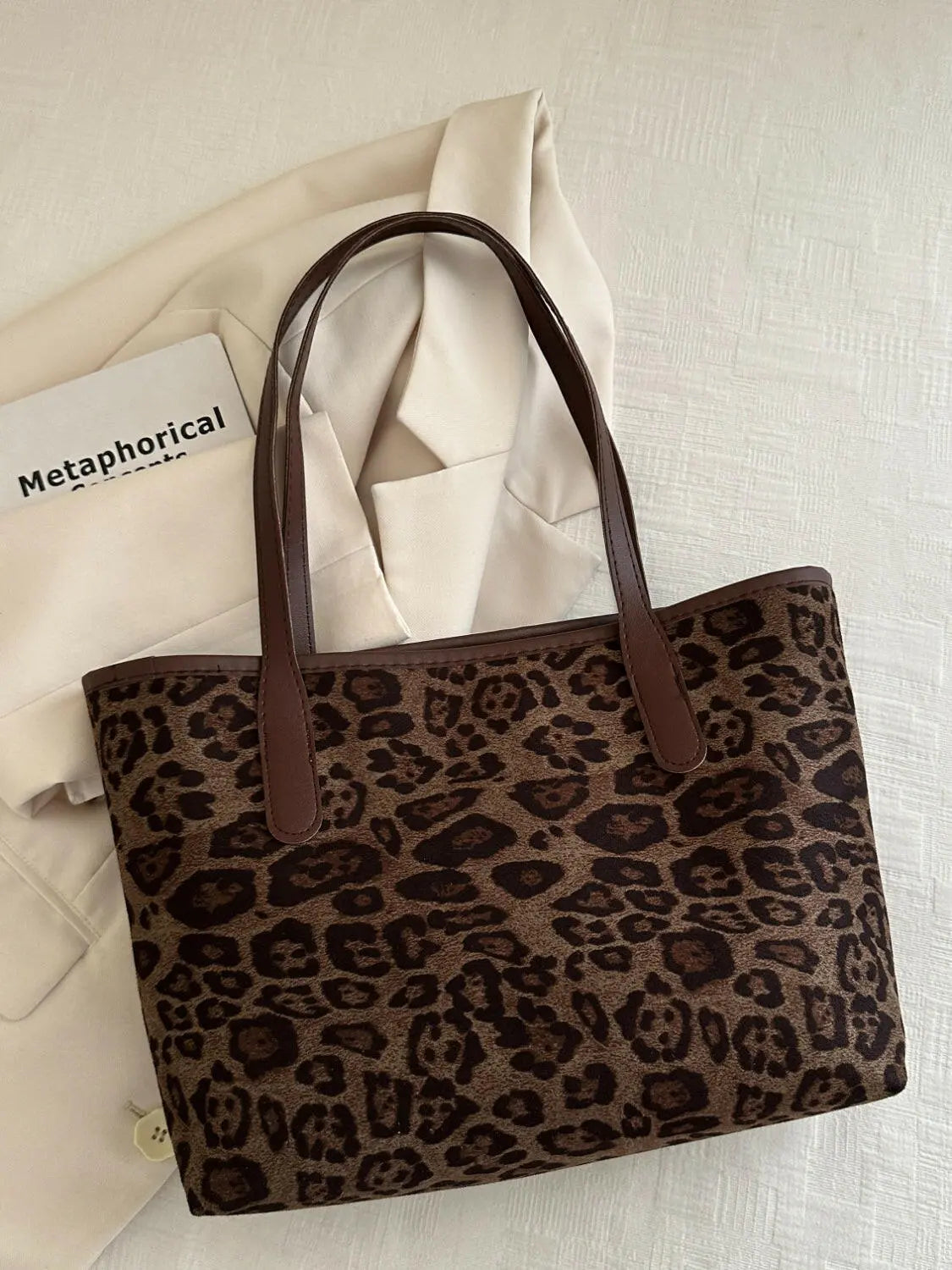 Leopard Polyester Tote Bag - Tote Bag by Trendsi | Available at Handbags Specialist Headquarter