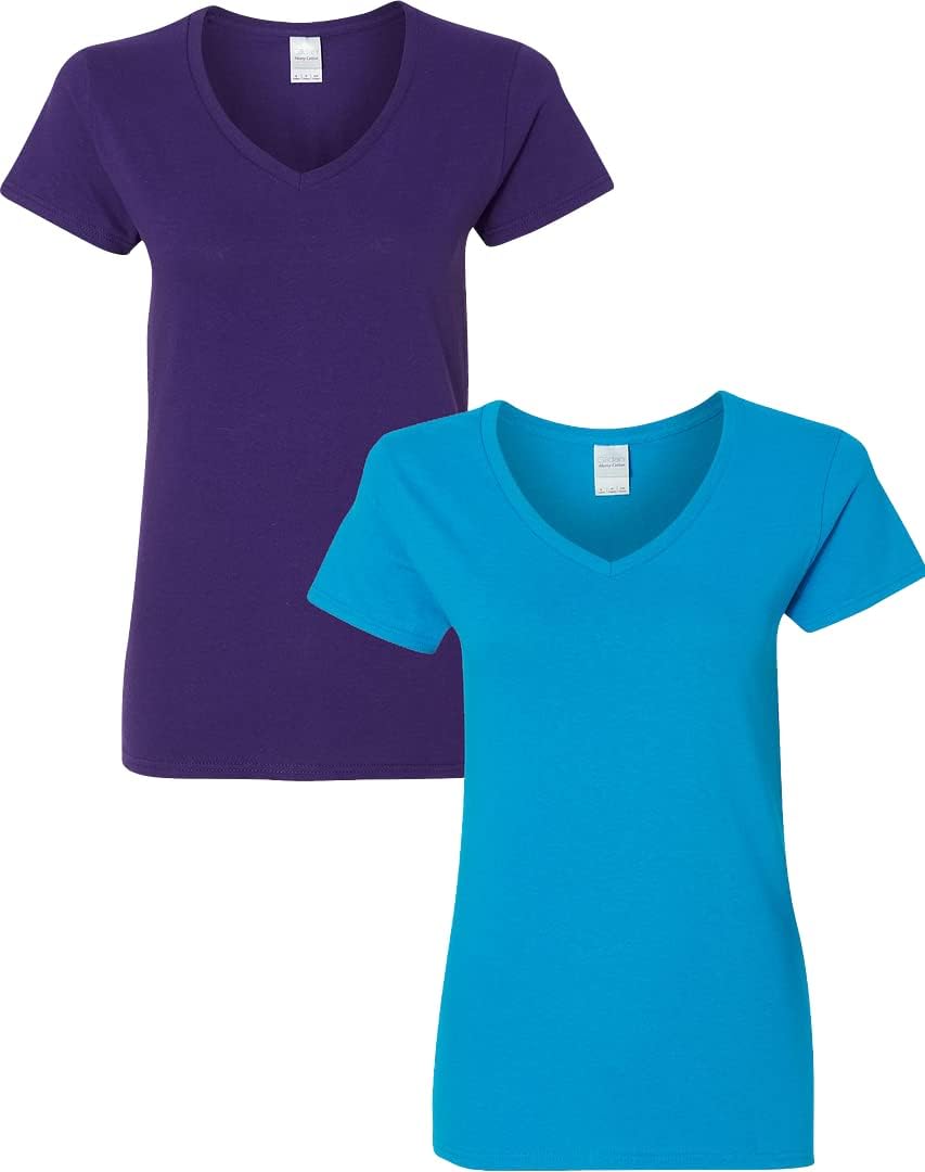 Gildan V-Neck Cotton Tee Duo for Women - Women's T Shirts by Handbags Specialist Headquarter | Available at Handbags Specialist Headquarter
