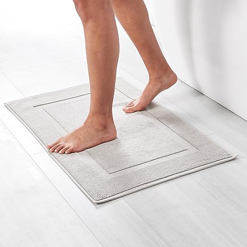 Soft Silver Banded Bath Rug Mat - Decor by Handbags Specialist Headquarter | Available at Handbags Specialist Headquarter