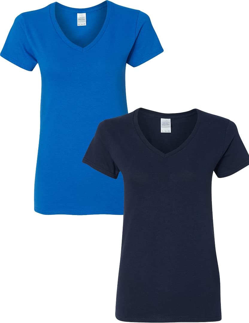 Gildan V-Neck Cotton Tee Duo for Women - Women's T Shirts by Handbags Specialist Headquarter | Available at Handbags Specialist Headquarter