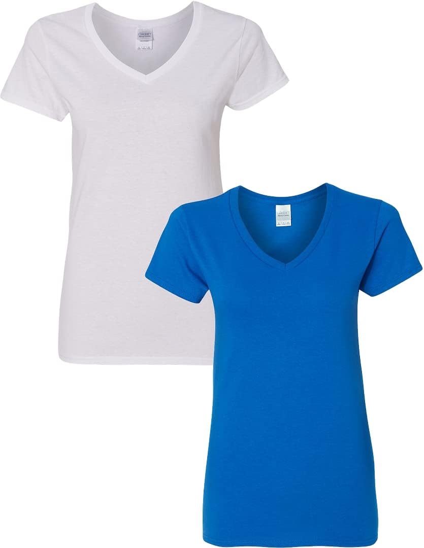 Gildan V-Neck Cotton Tee Duo for Women - Women's T Shirts by Handbags Specialist Headquarter | Available at Handbags Specialist Headquarter