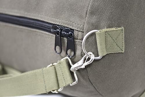Waxed Canvas Military Duffle Bag, Olive Green